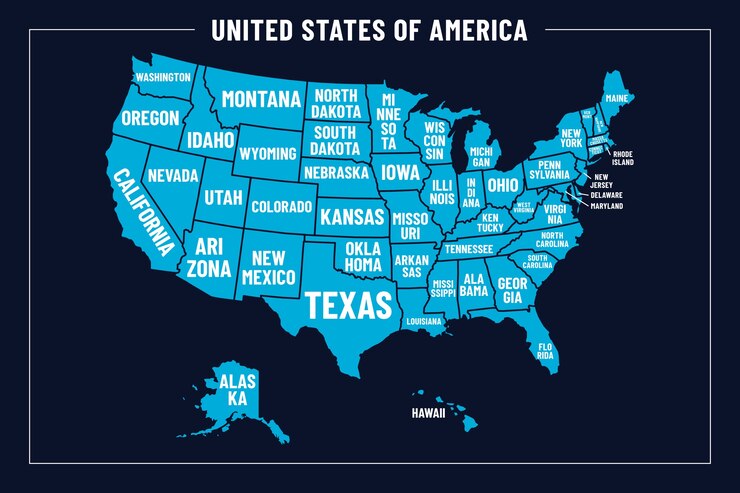 Map of the US Geographical Representation of United States